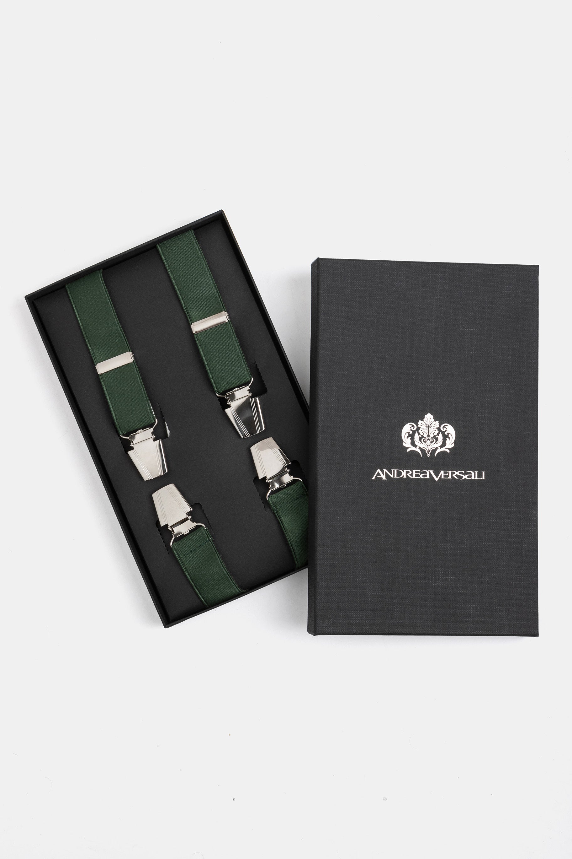 Green satin suspenders