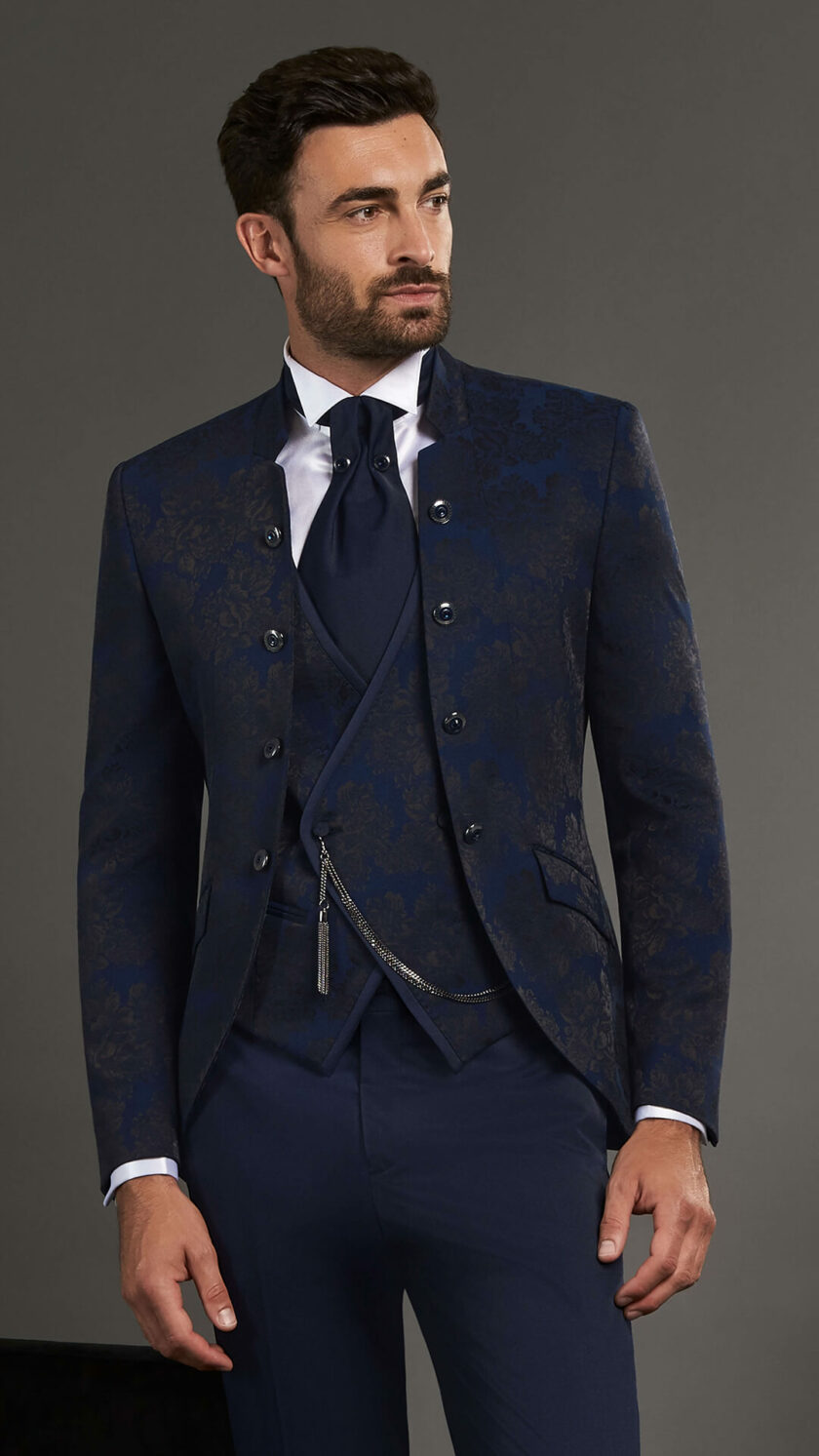 abito versali damascato blu fantasia floreale 2023 cerimonia uomo 1v02 e16