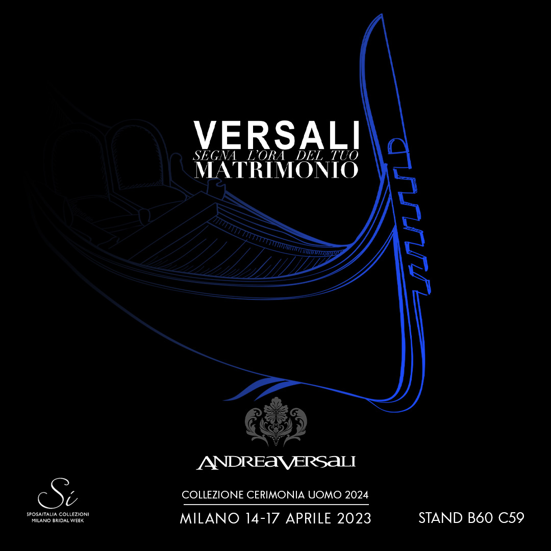 Andrea Versali men's ceremony 2024 dress collection presentation at Sì Sposa Italia collections Milan